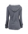 Female Coat Thick Horn Button Hooded Cotton Blend Women Jacket