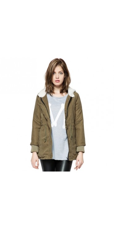 Solid Color Cotton-Padded Hooded Long Sleeves Thicken Coat