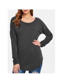 Scoop Neck Asymmetrical Long Sleeve Sweater
