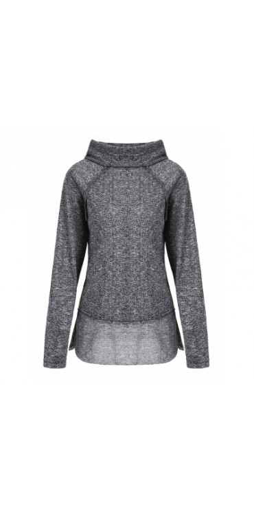 Cowl Neck Long Sleeve Spliced Sweatshirt